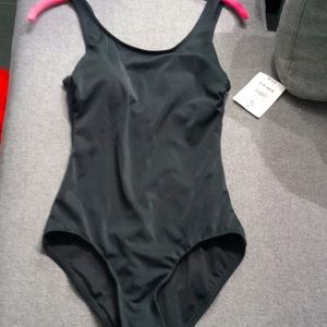 Black ribbed one piece